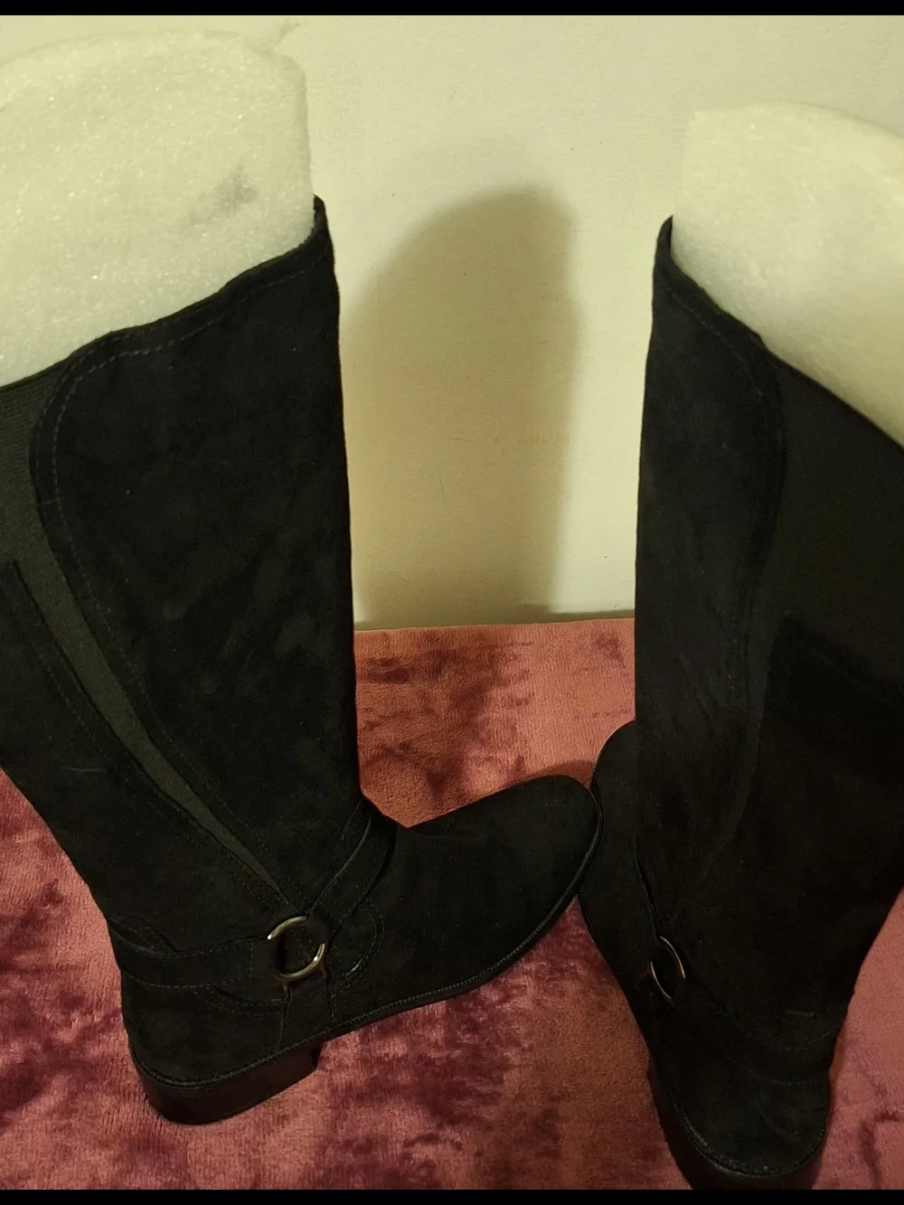 Vaneli Black Over-the-Knee Suede Boots with Side Zipper